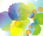Colored designs in Blue & green bac